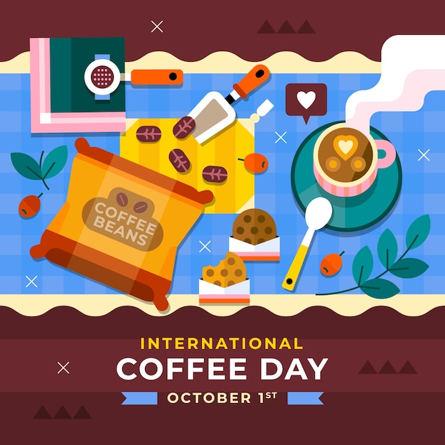 Vettore gratuito illustrazione per la celebrazione della giornata internazionale del caffè