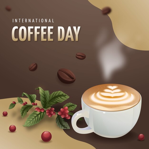 Illustration for international coffee day celebration