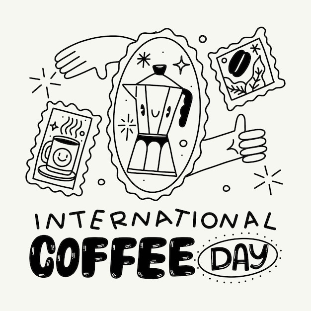 Vettore gratuito illustrazione per la celebrazione della giornata internazionale del caffè