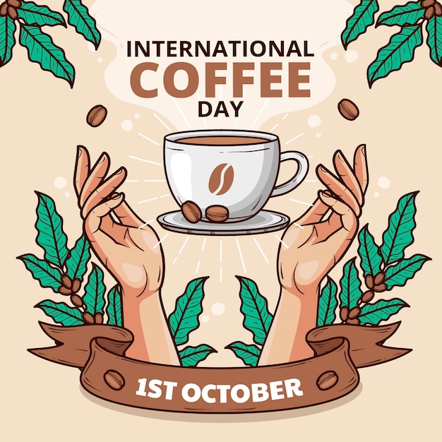 Free vector illustration for international coffee day celebration