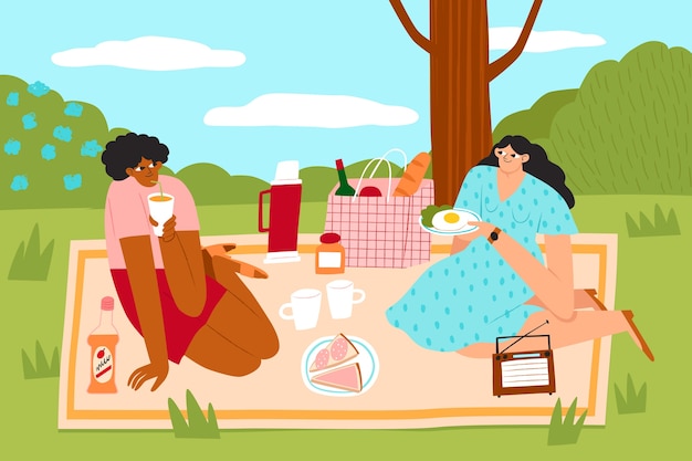 Vettore gratuito illustrazione per la celebrazione della giornata internazionale del picnic