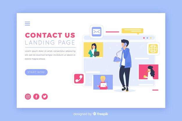 Vettore gratuito illustrazione per landing page con contattaci concetto