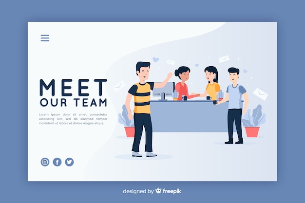 L'illustrazione per la landing page con incontra il nostro concetto di squadra