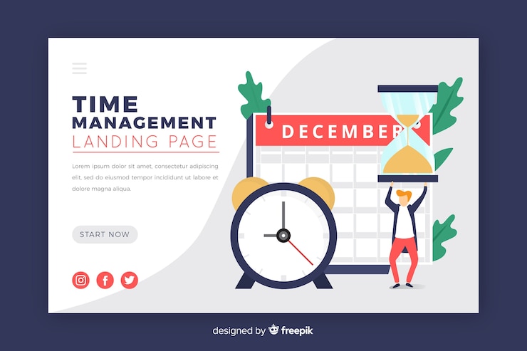 Free Vector illustration for landing page with time management concept