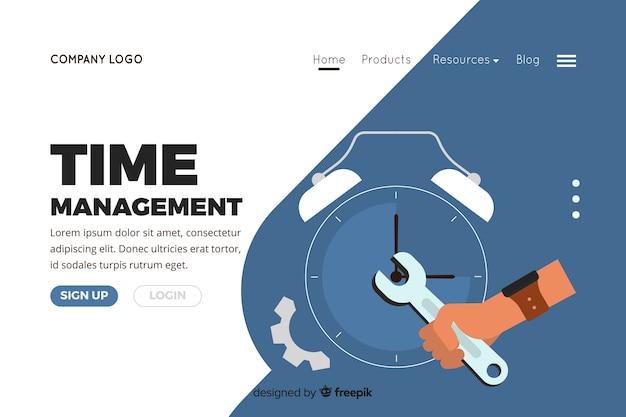 Vettore gratuito illustrazione per landing page con il concetto di gestione del tempo