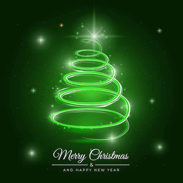 Illustration of light trail christmas tree