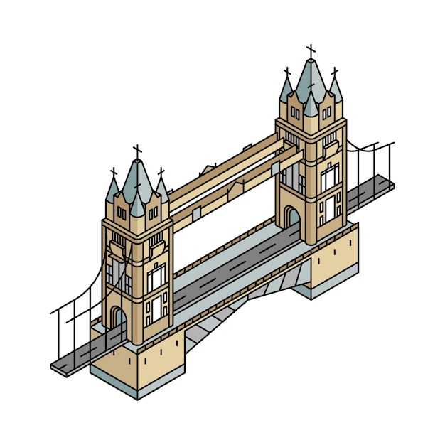 Vettore gratuito illustrazione del ponte di londra nel regno unito