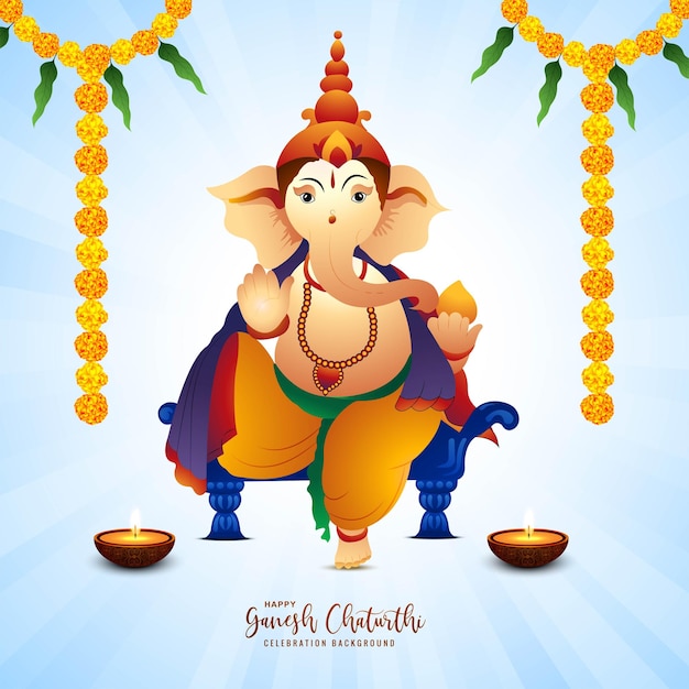 Vettore gratuito illustrazione dello sfondo di lord ganpati per il design delle vacanze di ganesh chaturthi