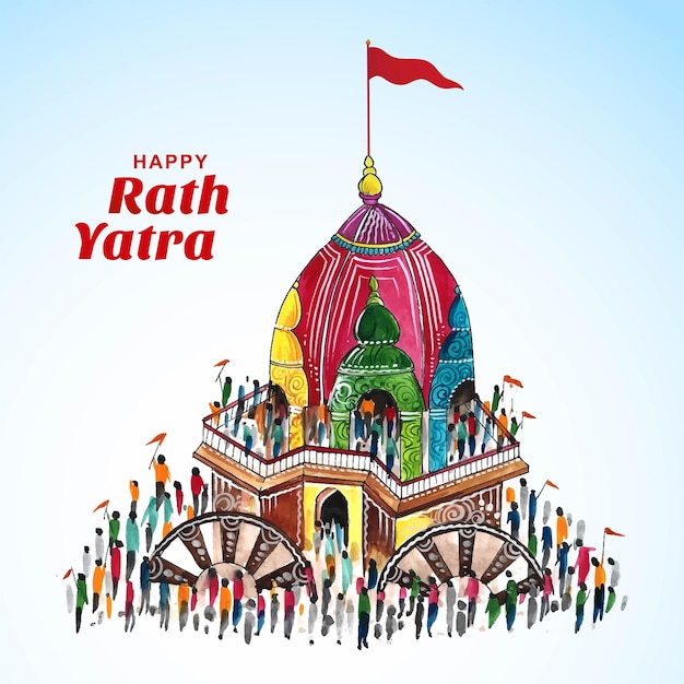 Illustration of lord jagannath rath yatra festival celebration background
