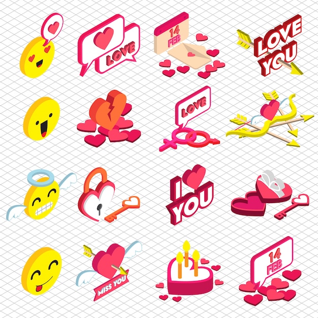 Illustration of love icon graphic in isometric 3d graphic