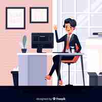 Free vector illustration of man working at the office