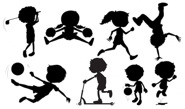 Illustration of many silhouette sports