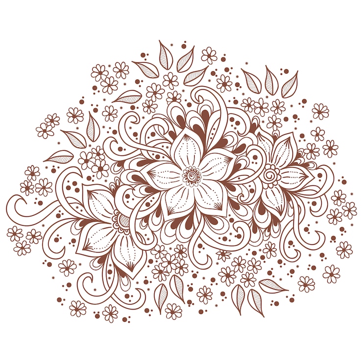 Free Vector illustration of mehndi ornament. traditional indian style, ornamental floral elements