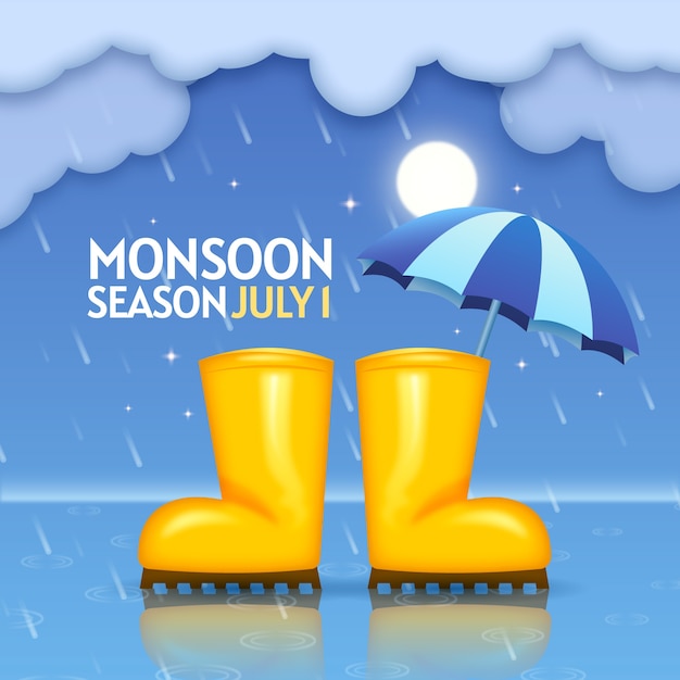 Free vector illustration for monsoon season