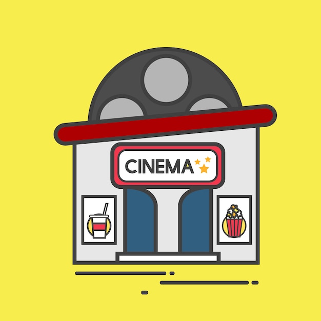 無料ベクター 映画館の建物のイラスト