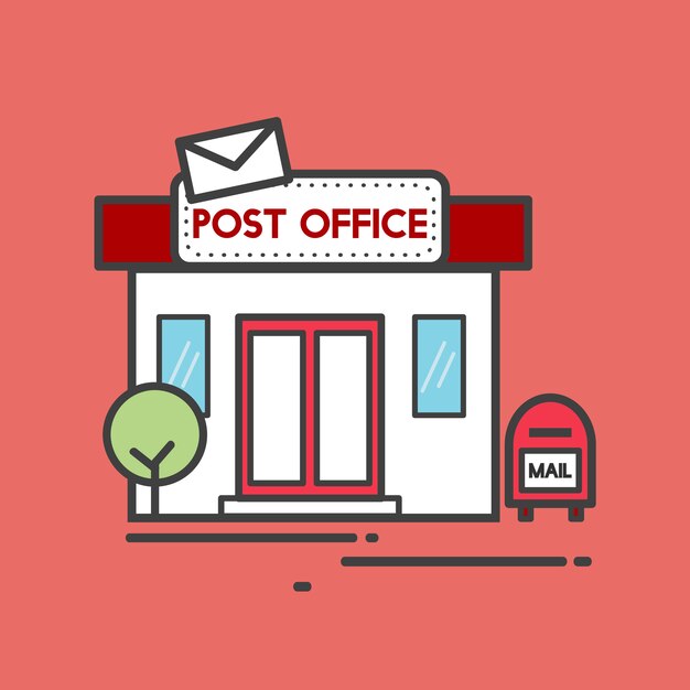 郵便局のイラスト 無料のベクター