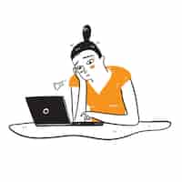 Бесплатное векторное изображение Иллюстрация грустной бизнес-леди, работающей удаленно