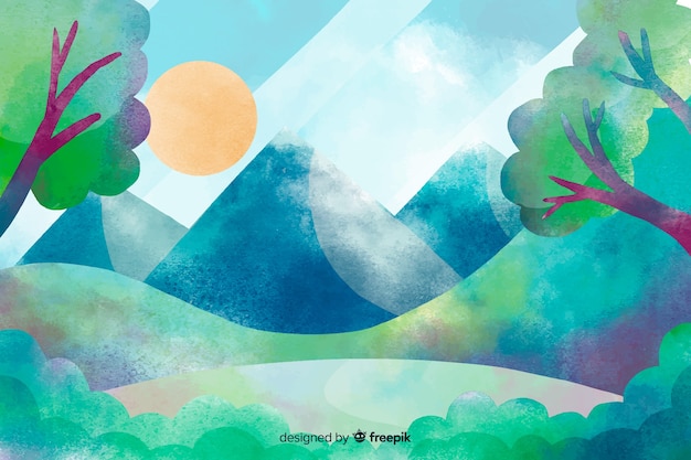 山々と美しい自然の風景のイラスト 無料のベクター 山々と美しい自然の風景のイラスト 無料のベクター