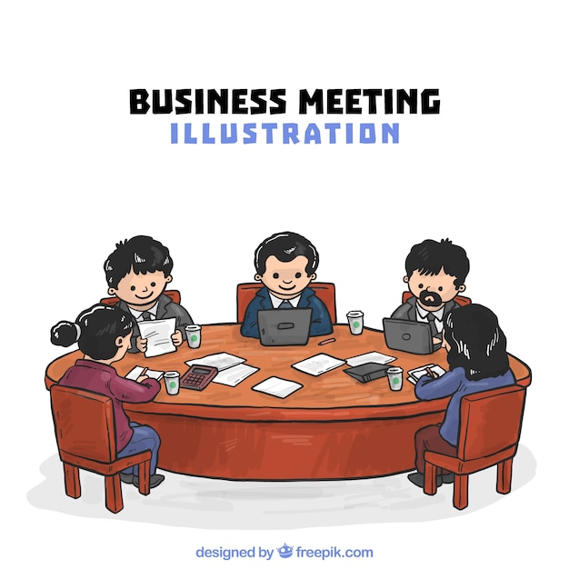 Бесплатное векторное изображение Иллюстрация деловой встречи