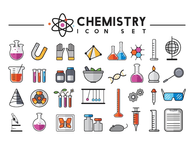 化学実験器具セットのイラスト 無料のベクター