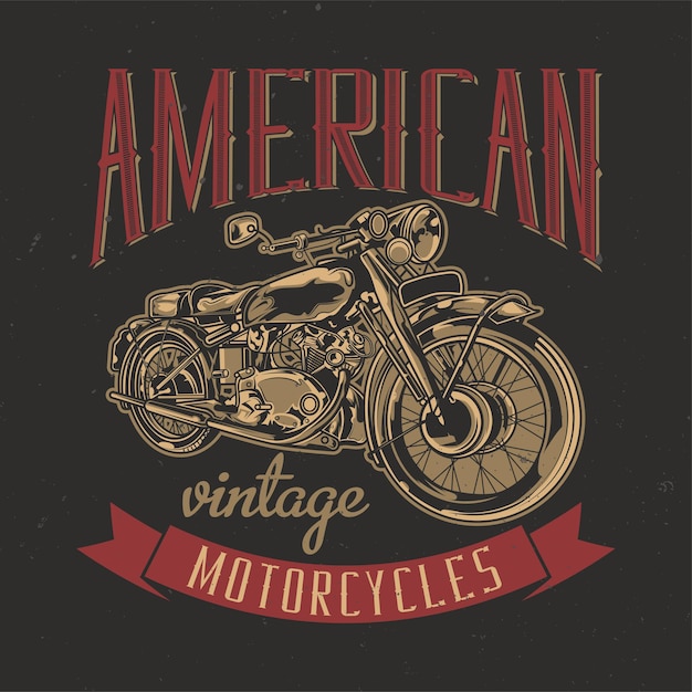 無料ベクター 古典的なアメリカのオートバイのイラスト