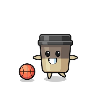 コーヒー​カップ​漫画​の​イラスト​は​バスケットボール​を​しています
