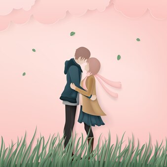 ピンクの背景にキスカップルのイラスト プレミアムベクター ピンクの背景にキスカップルのイラスト プレミアムベクター