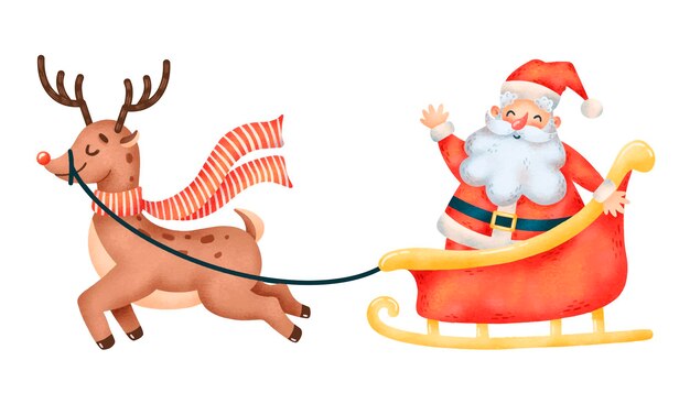そりでサンタとクリスマスのテーマ 無料のベクター