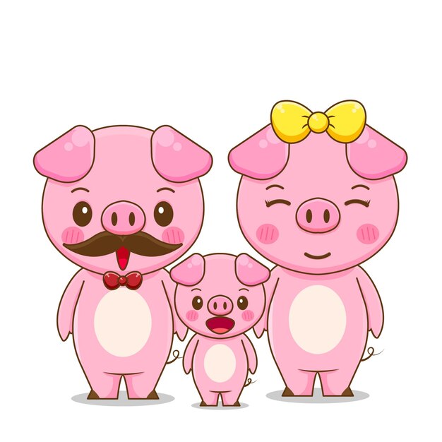 ピンクの背景を持つかわいい女の子赤ちゃん豚 ベクター プレミアムベクター