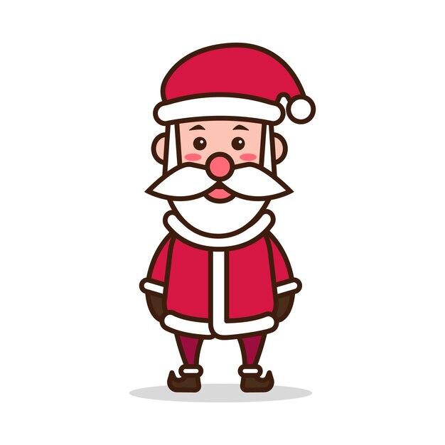 かわいいサンタとギフトマスコットキャラクターのイラスト プレミアムベクター