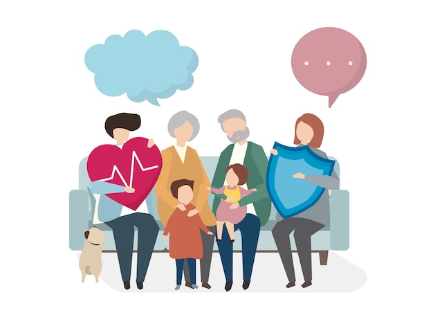 Бесплатное векторное изображение Иллюстрация страхования семейной жизни