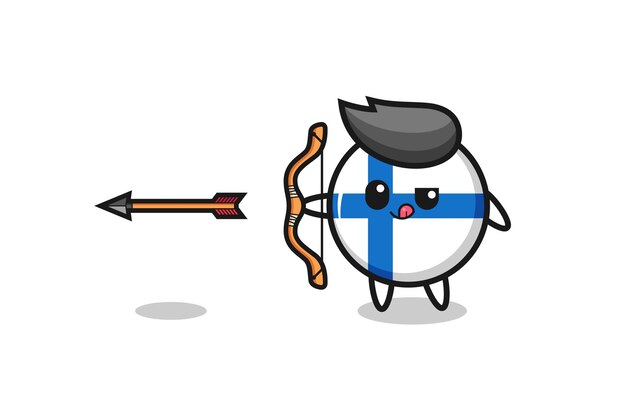 양궁 귀여운 디자인을하는 핀란드 국기 캐릭터의 그림