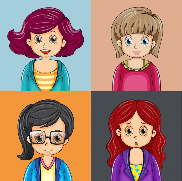 4人の異なる女性のイラスト