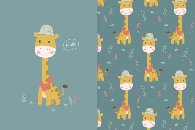 キリン絵文字アイコン プレミアムベクター
