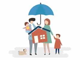 Бесплатное векторное изображение Иллюстрация защиты домашнего страхования