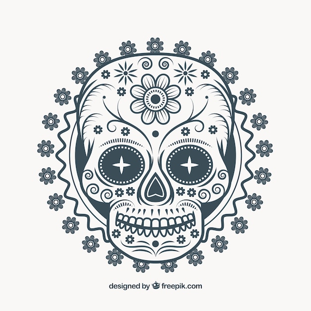 멕시코 장식 두개골의 그림