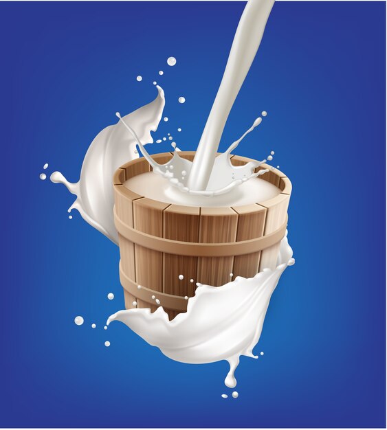 牛乳を注ぐと大きな水しぶきを作る 無料のベクター