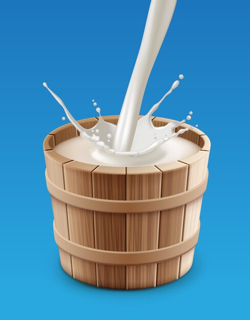 牛乳を注ぐと大きな水しぶきを作る 無料のベクター