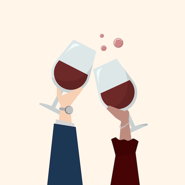 Бесплатное векторное изображение Иллюстрация людей, пьющих вино