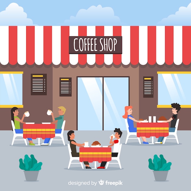 Бесплатное векторное изображение Иллюстрация людей, сидящих в кафе