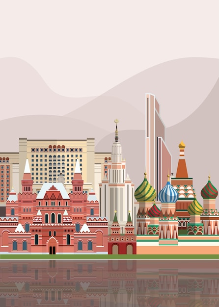 Бесплатное векторное изображение Иллюстрация русских достопримечательностей
