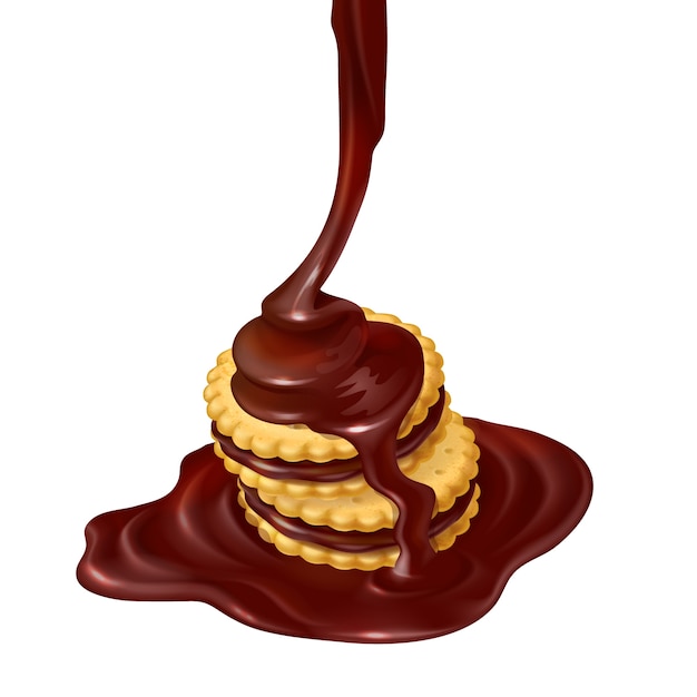 Бесплатное векторное изображение Иллюстрация нескольких сэндвич-печенья с шоколадной начинкой.