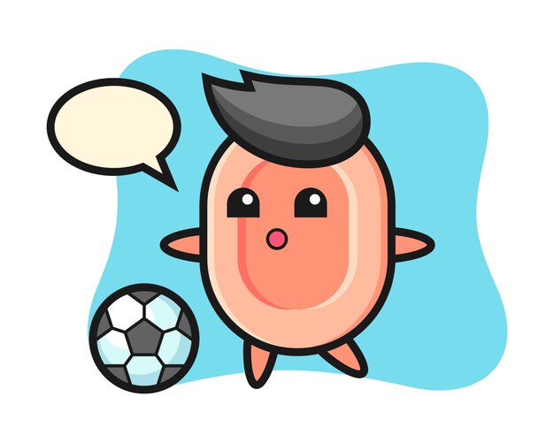 卵漫画のイラストがサッカー Tシャツ ステッカー ロゴ要素のかわいいスタイルデザインを遊んでいます プレミアムベクター