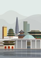 Иллюстрация южнокорейских достопримечательностей