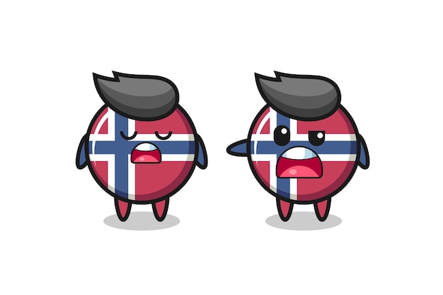 Иллюстрация спора между двумя симпатичными персонажами значка флага норвегии