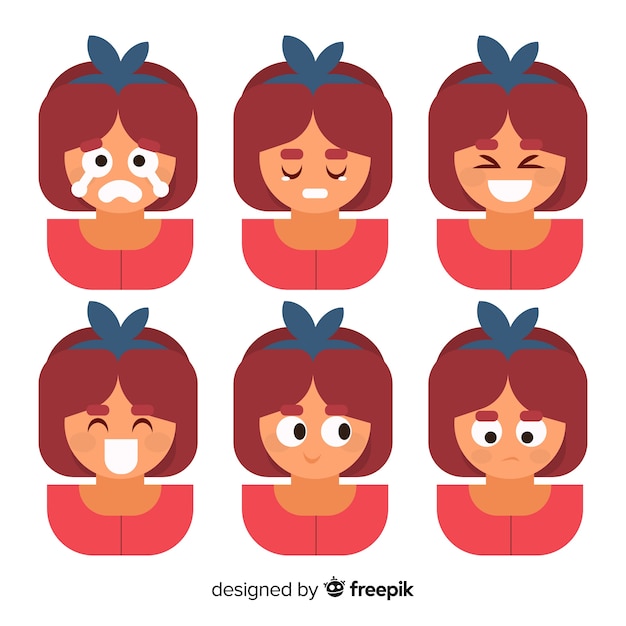 Бесплатное векторное изображение Иллюстрация молодых людей с разными эмоциями