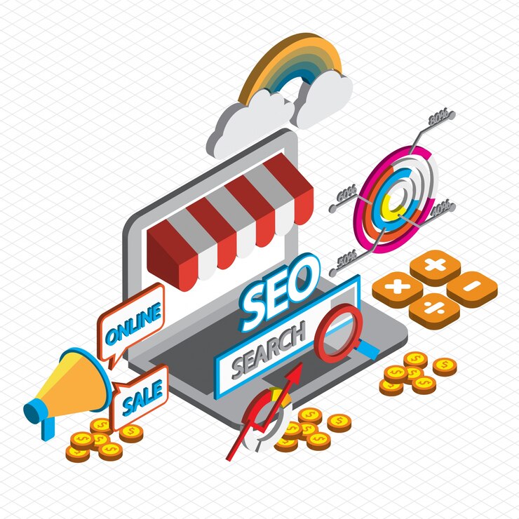Free Vector illustration of online marketing concept in isometric graphic