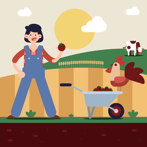 Free vector illustration of organic farming concept