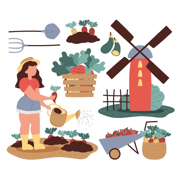 Free vector illustration of organic farming