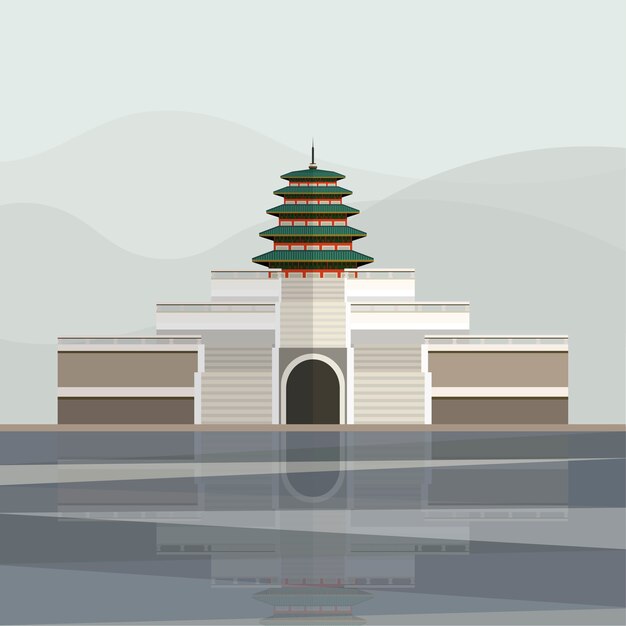 Vettore gratuito illustrazione della pagoda del palazzo gyeongbokgung